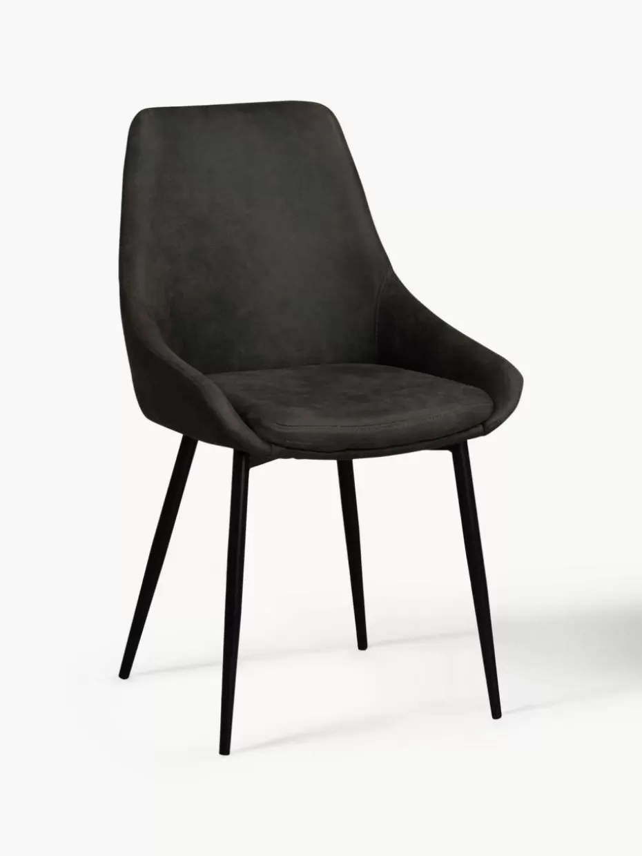 Stühle-Rowico Kunstleder-Polsterstühle Sierra, 2 Stück Kunstleder Dunkelbraun, Schwarz