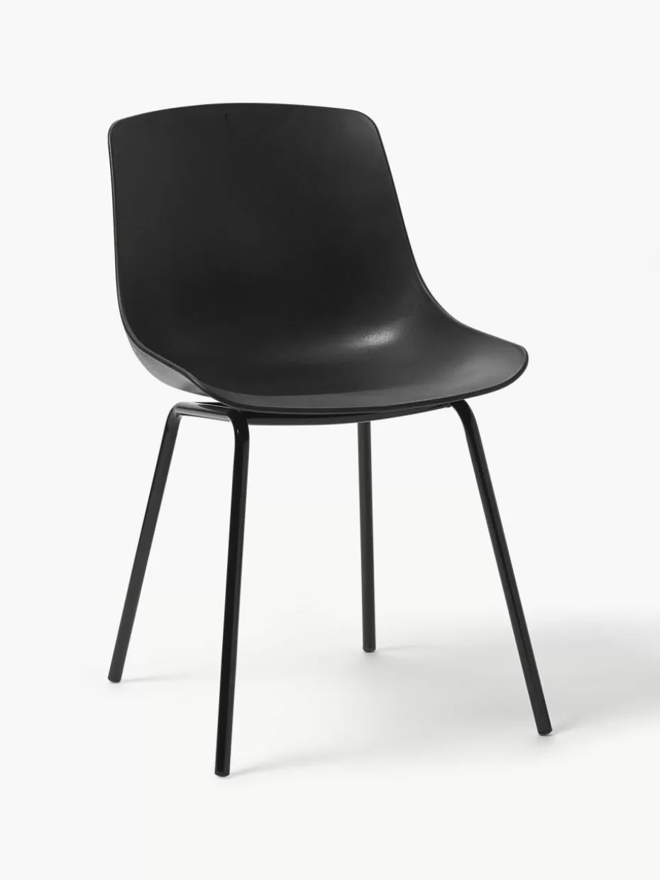 Stühle-Westwing Collection Kunststoffstühle Dave mit Metallbeinen, 2 Stück Schwarz