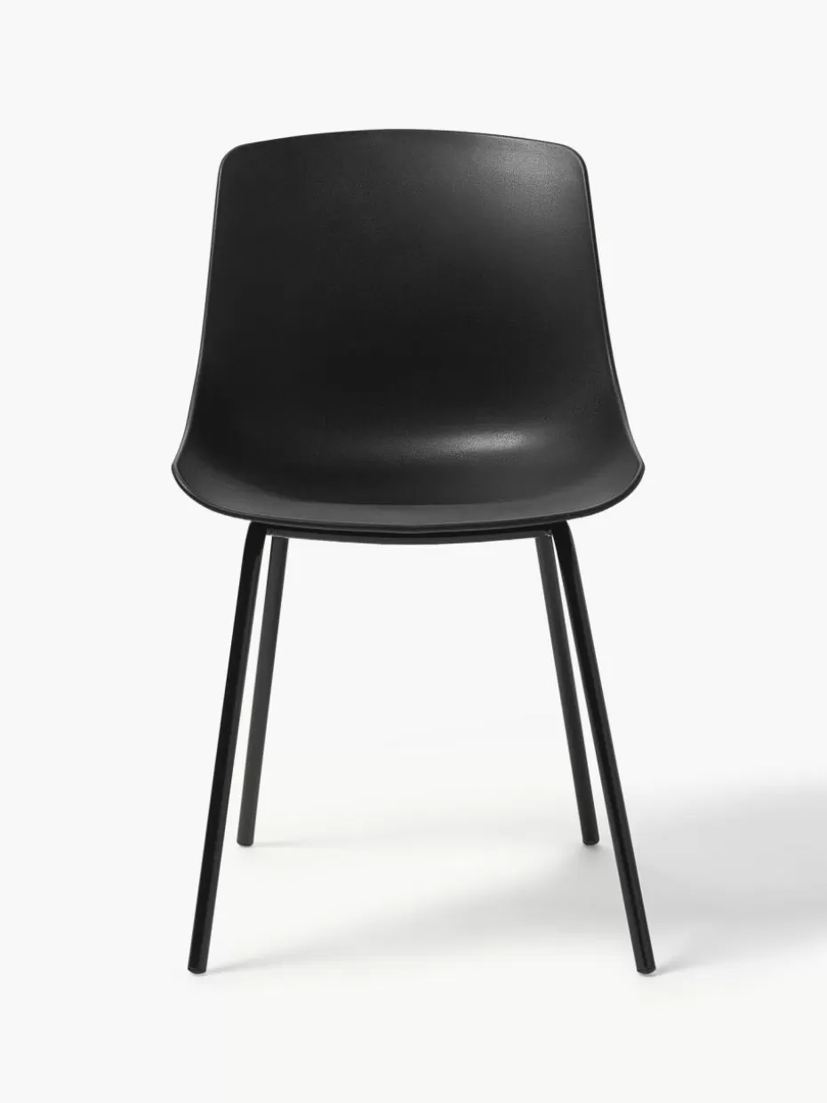 Stühle-Westwing Collection Kunststoffstühle Dave mit Metallbeinen, 2 Stück Schwarz