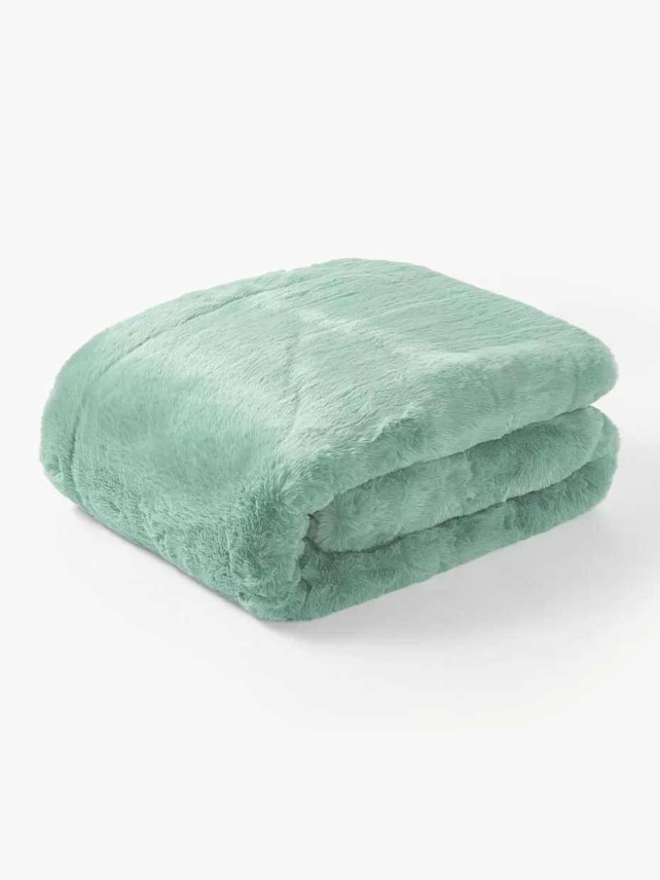 Weihnachtliche Decken & Plaids | Decken & Plaids-Westwing Collection Kuscheldecke Mette aus Kunstfell Petrol