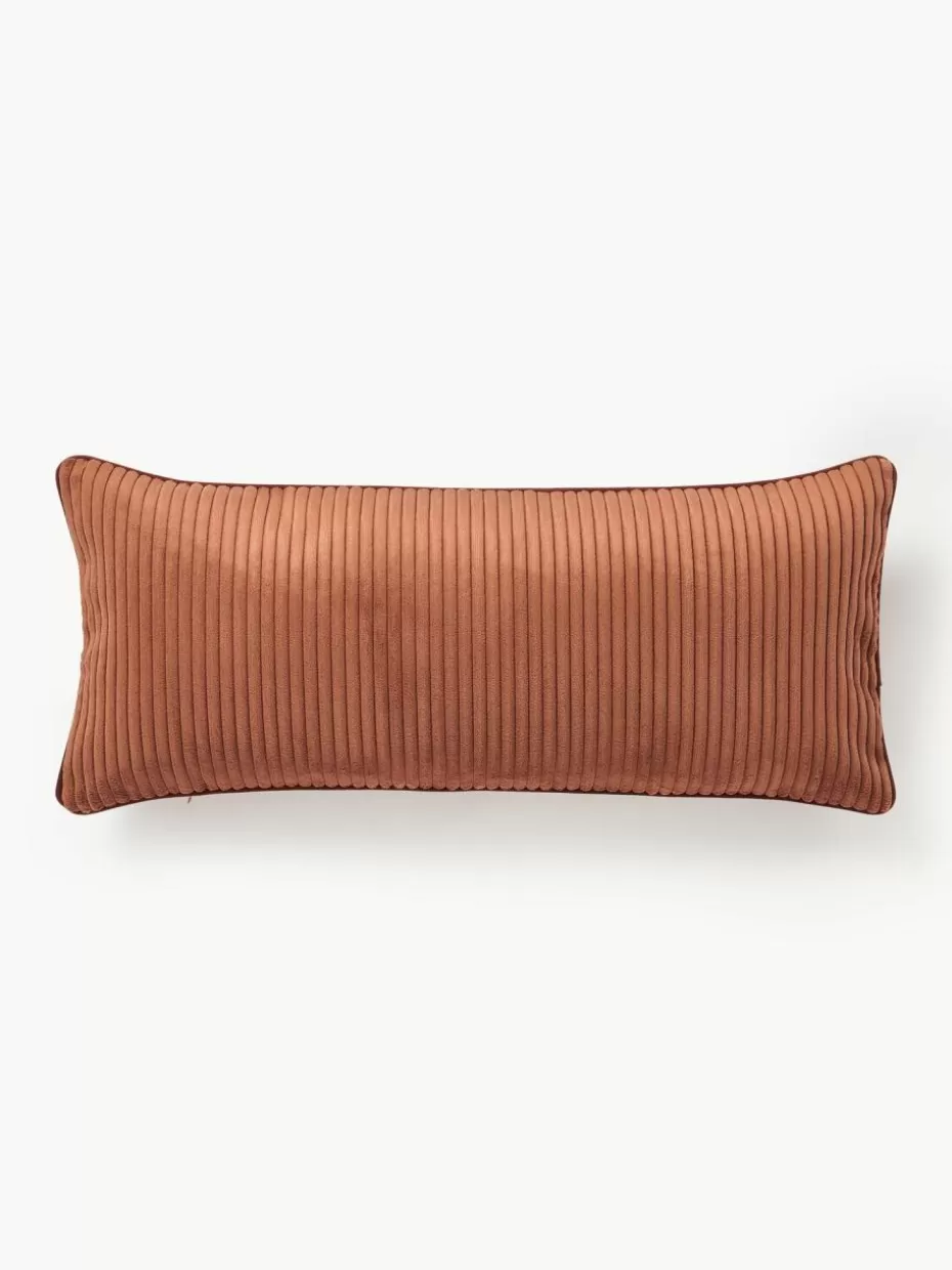 Dekokissen-Westwing Collection Langes Cord-Kissen Kylen Terrakotta, Dunkelrot