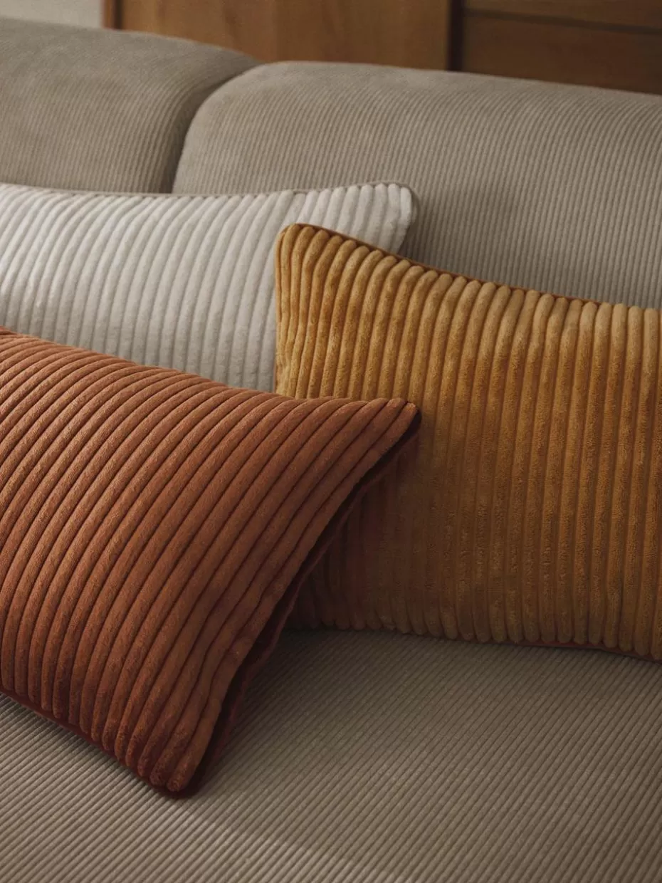 Dekokissen-Westwing Collection Langes Cord-Kissen Kylen Terrakotta, Dunkelrot