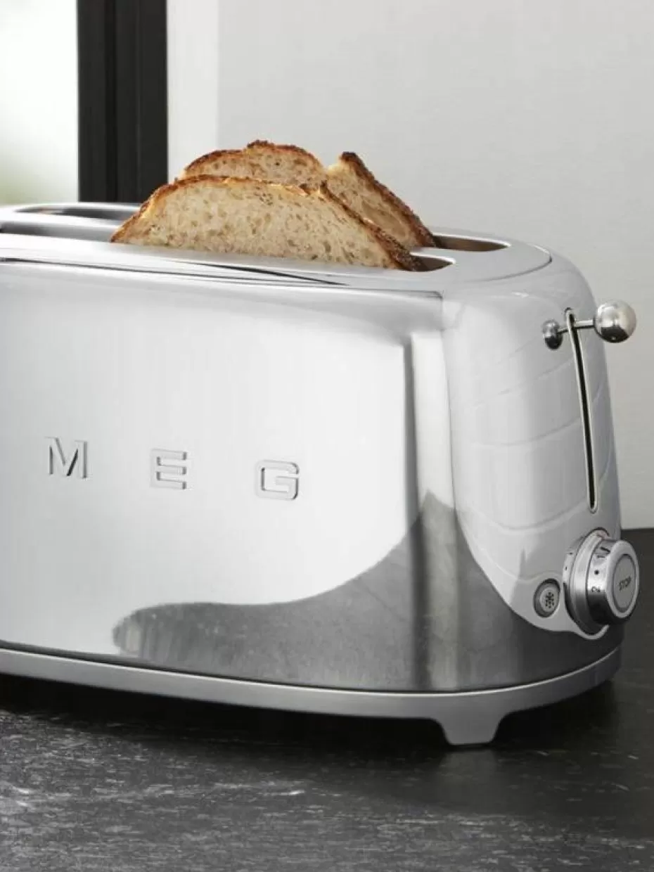 Toaster-Smeg Langschlitztoaster 50's Style Silberfarben, glänzend