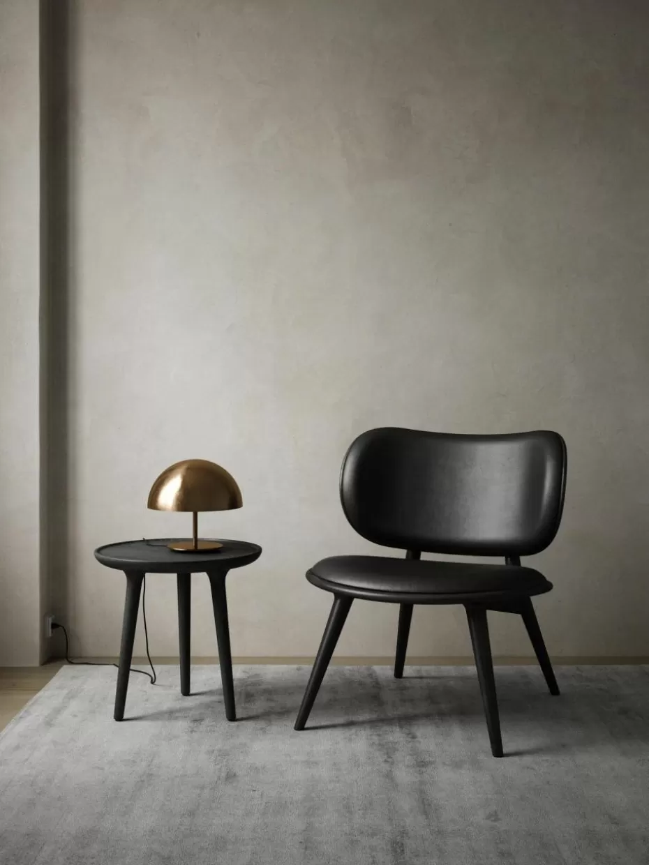 Sessel-Mater Leder-Loungesessel Rock mit Holzbeinen, handgefertigt Leder Schwarz, Schwarz