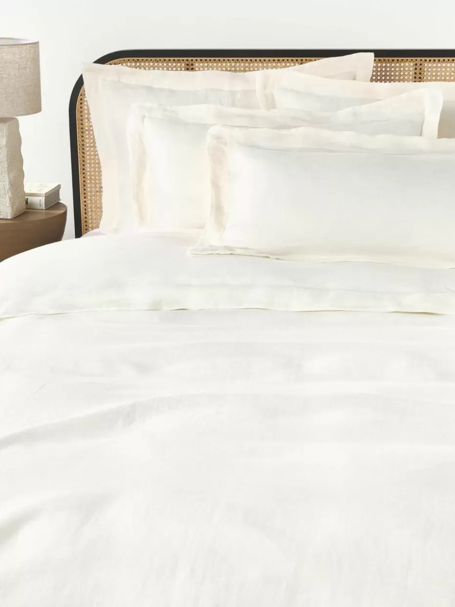 Bettwäsche-Westwing Collection Leinen-Bettdeckenbezug Linna mit Stehsaum Off White