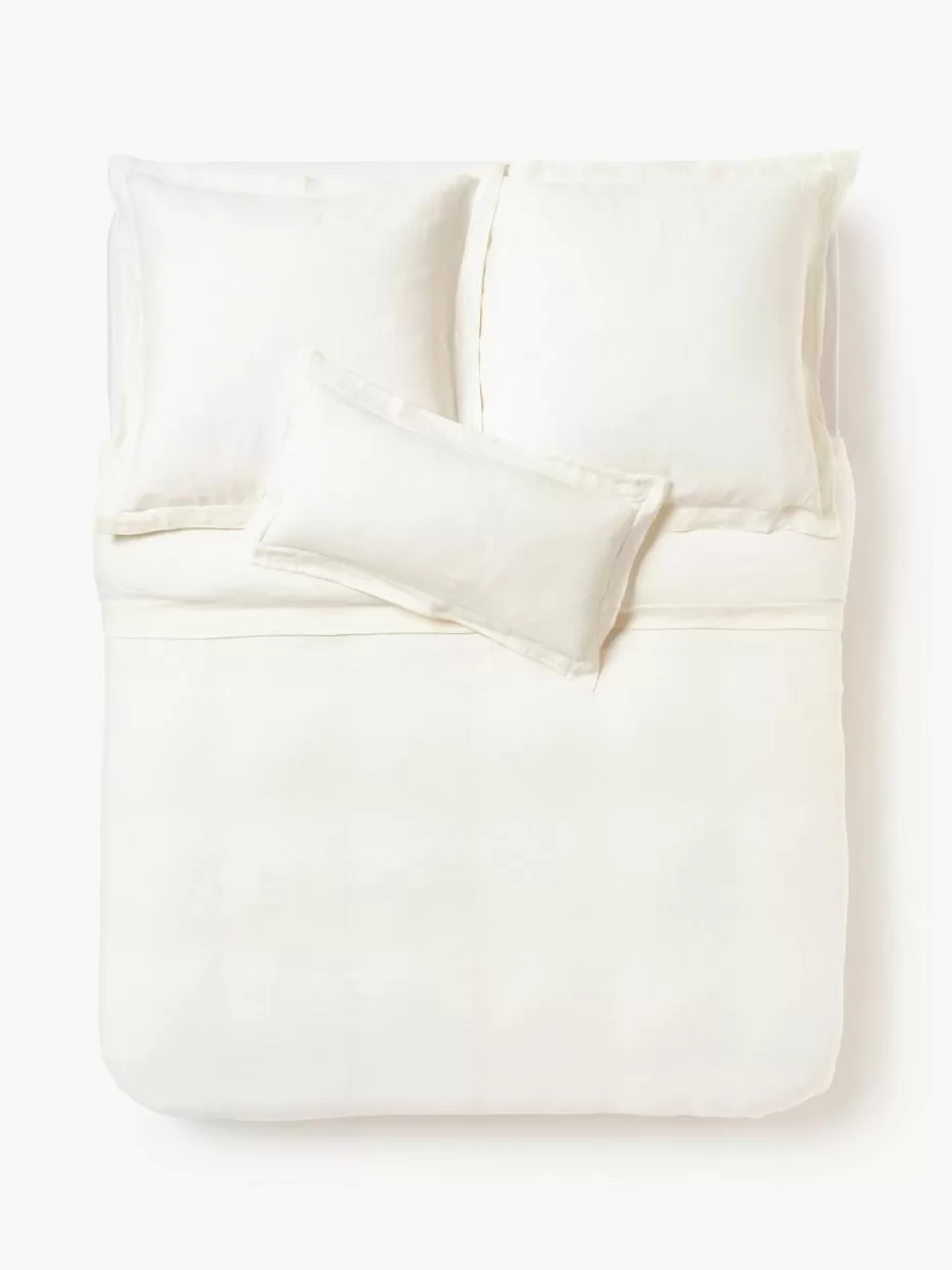 Bettwäsche-Westwing Collection Leinen-Bettdeckenbezug Linna mit Stehsaum Off White
