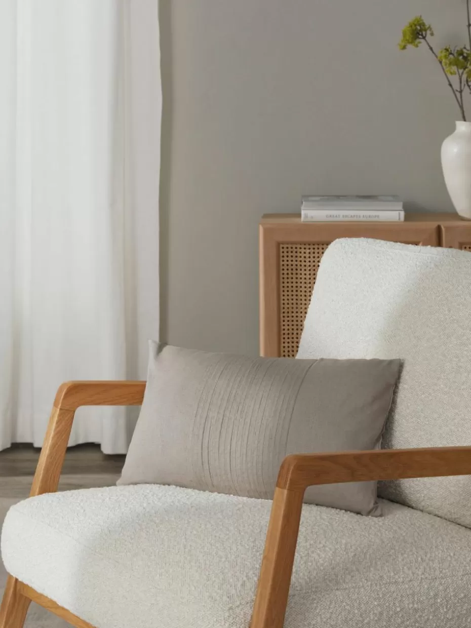 Dekokissen-Westwing Collection Leinen-Kissenhülle Dalia mit Strukturmuster Taupe