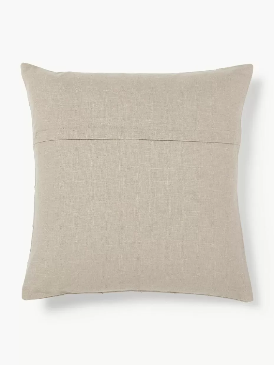 Dekokissen-Westwing Collection Leinen-Kissenhülle Malia in Beige mit Strukturmuster Greige