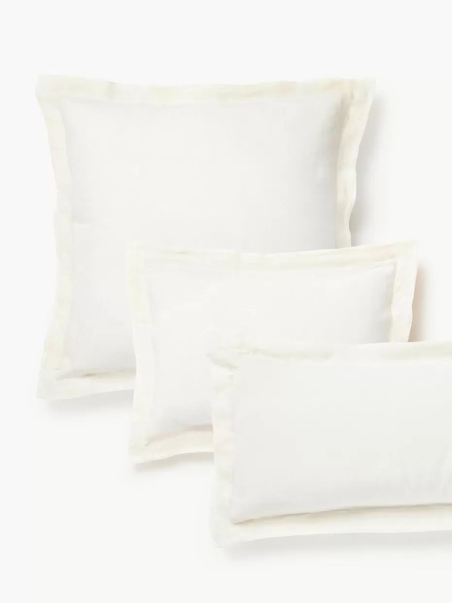 Kopfkissenbezüge-Westwing Collection Leinen-Kopfkissenbezug Linna mit Stehsaum Off White
