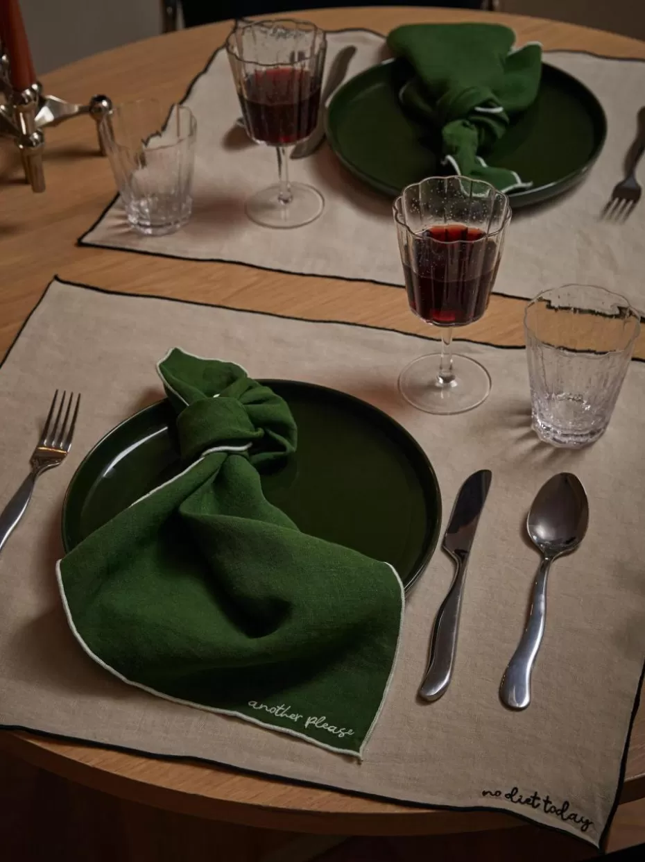 Weihnachtstischwäsche | Tischsets-Westwing Collection Leinen-Tischsets Cosmo mit Stickerei, 4 Stück Hellbeige