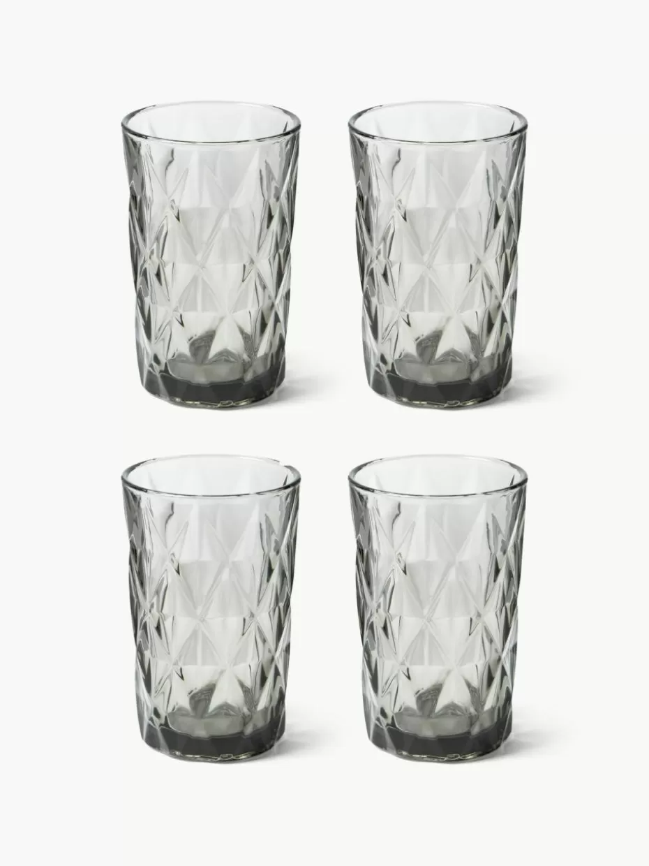 Bargläser-Westwing Collection Longdrinkgläser Colorado mit Strukturmuster, 4 Stück Grau