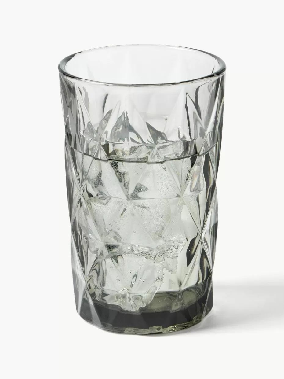 Bargläser-Westwing Collection Longdrinkgläser Colorado mit Strukturmuster, 4 Stück Grau
