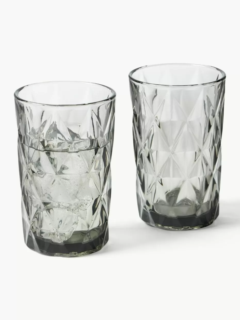 Bargläser-Westwing Collection Longdrinkgläser Colorado mit Strukturmuster, 4 Stück Grau