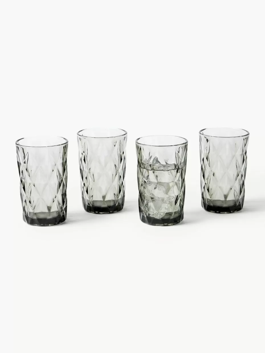 Bargläser-Westwing Collection Longdrinkgläser Colorado mit Strukturmuster, 4 Stück Grau