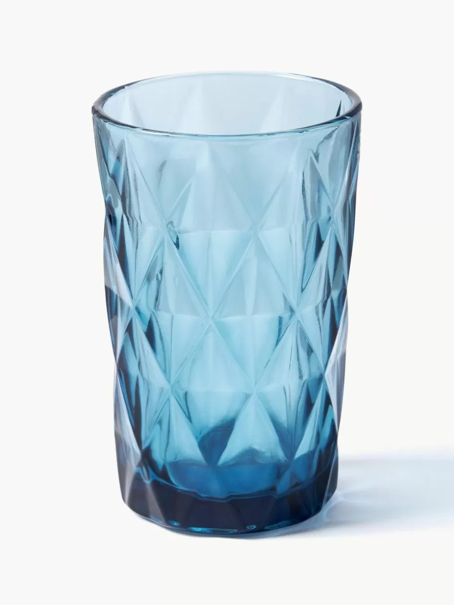 Bargläser-Westwing Collection Longdrinkgläser Colorado mit Strukturmuster, 4er-Set Blau, Mauve, Grau, Grün