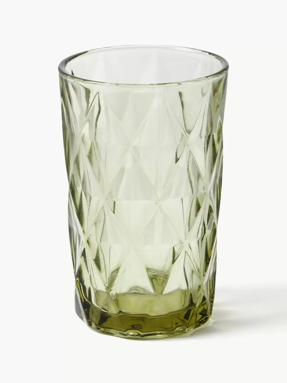 Bargläser-Westwing Collection Longdrinkgläser Colorado mit Strukturmuster, 4er-Set Blau, Mauve, Grau, Grün
