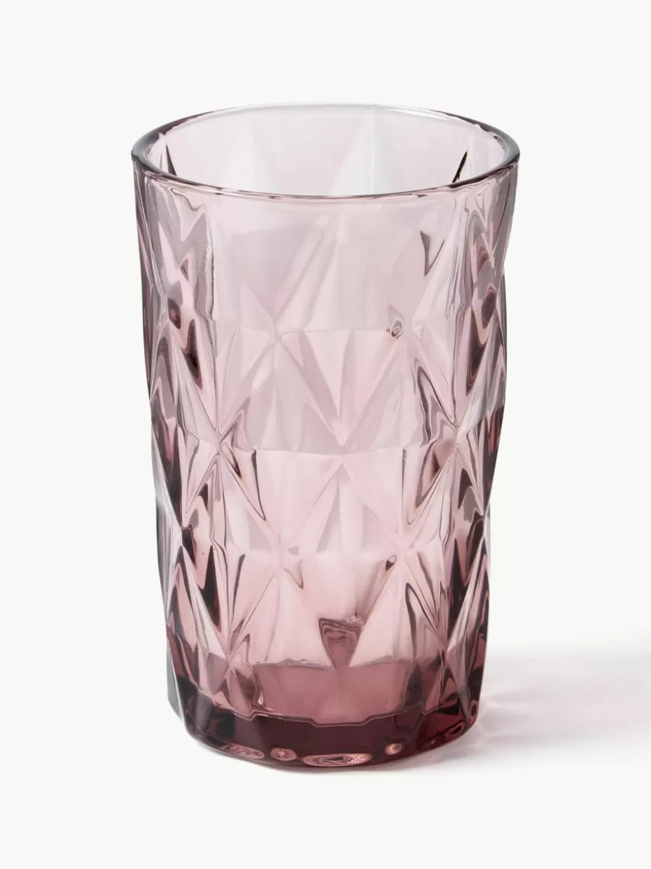 Bargläser-Westwing Collection Longdrinkgläser Colorado mit Strukturmuster, 4er-Set Blau, Mauve, Grau, Grün