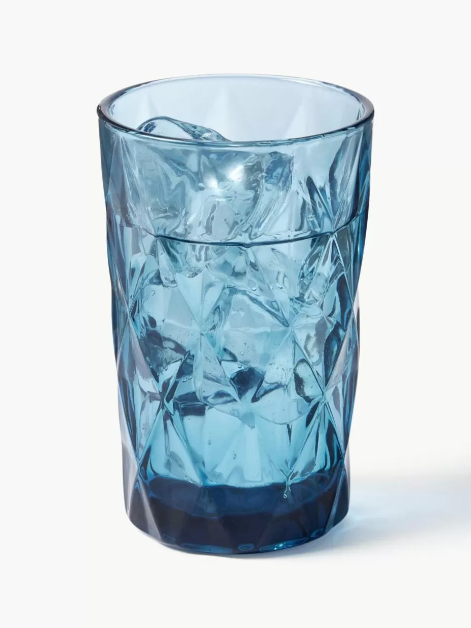 Bargläser-Westwing Collection Longdrinkgläser Colorado mit Strukturmuster, 4er-Set Blau, Mauve, Grau, Grün