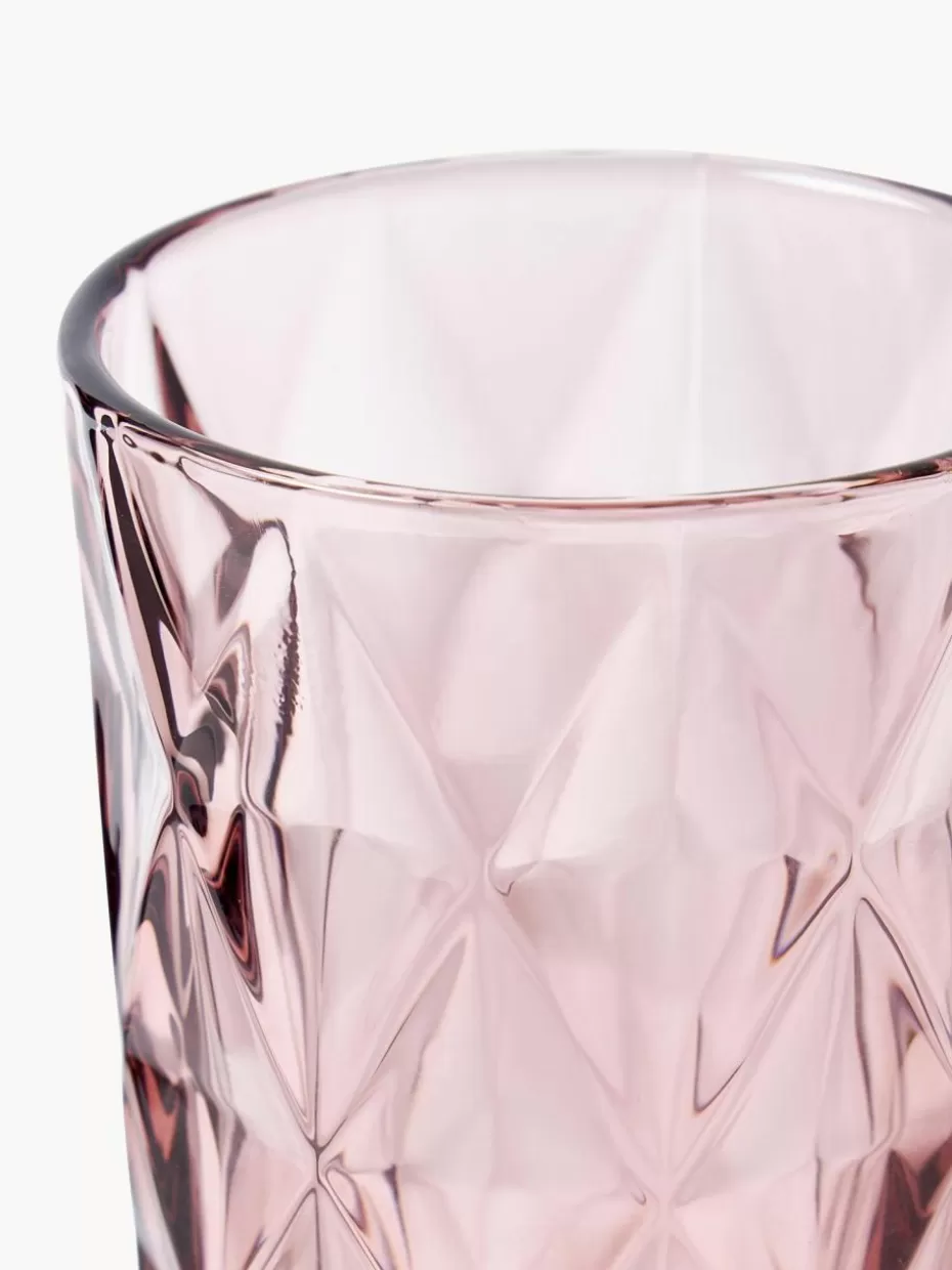 Bargläser-Westwing Collection Longdrinkgläser Colorado mit Strukturmuster, 4er-Set Blau, Mauve, Grau, Grün