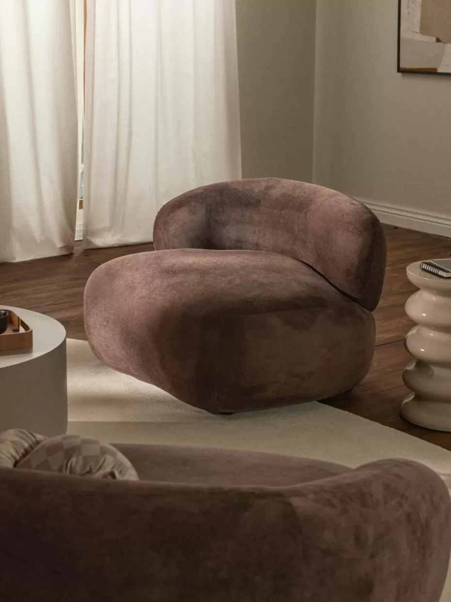 Sessel | Sofaserien-Westwing Collection Loungesessel Alba Webstoff Dunkelbraun