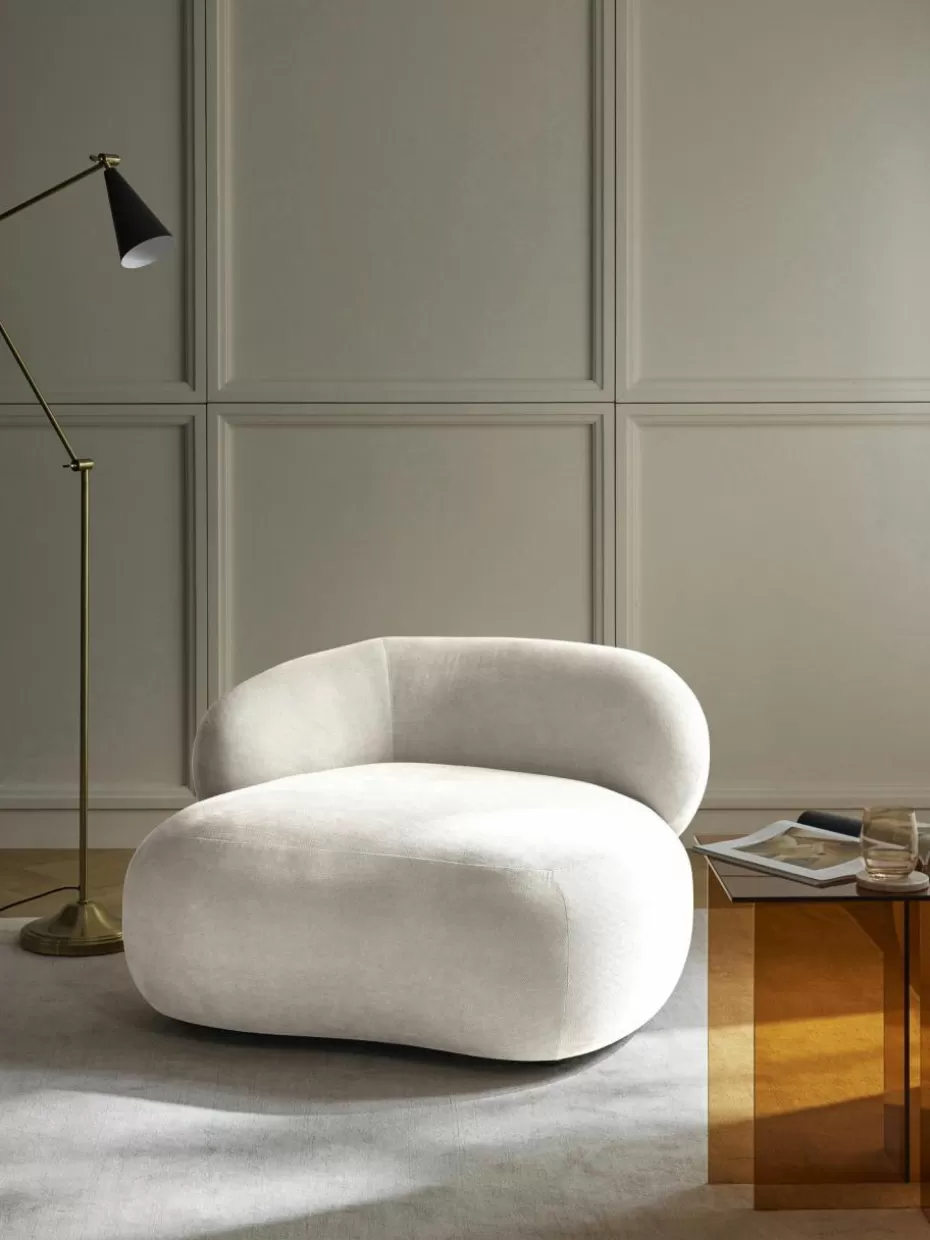 Sessel | Sofaserien-Westwing Collection Loungesessel Alba Webstoff Cremeweiß