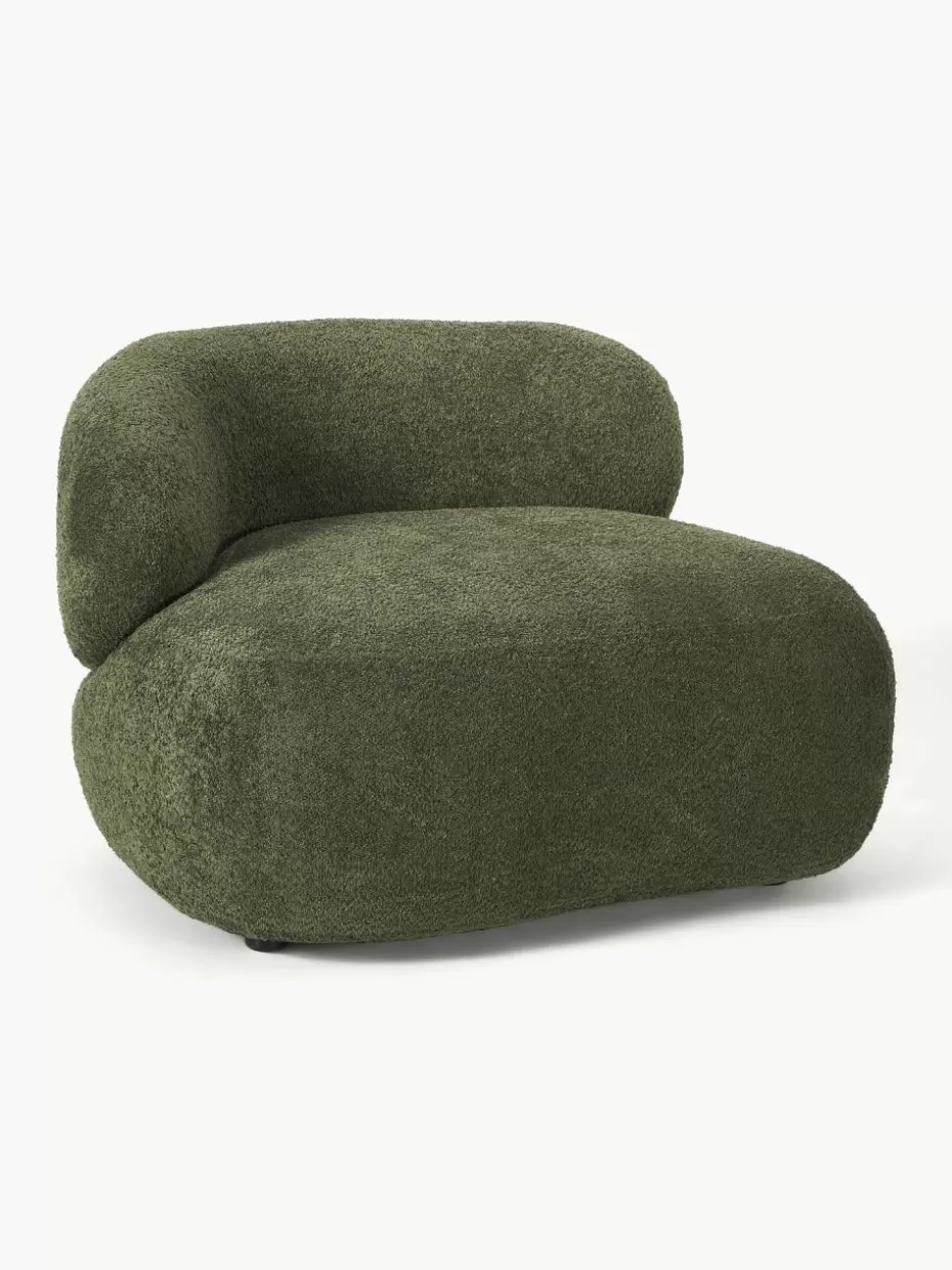 Sessel | Sofaserien-Westwing Collection Loungesessel Alba aus Teddy-Bouclé Teddy-Bouclé Dunkelgrün