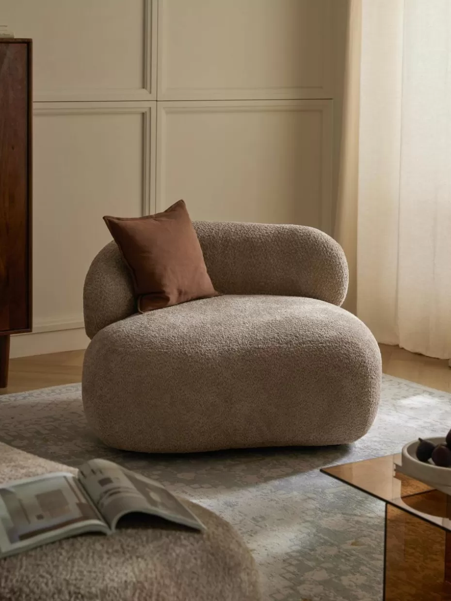 Sessel | Sofaserien-Westwing Collection Loungesessel Alba aus Teddy-Bouclé Teddy-Bouclé Beige