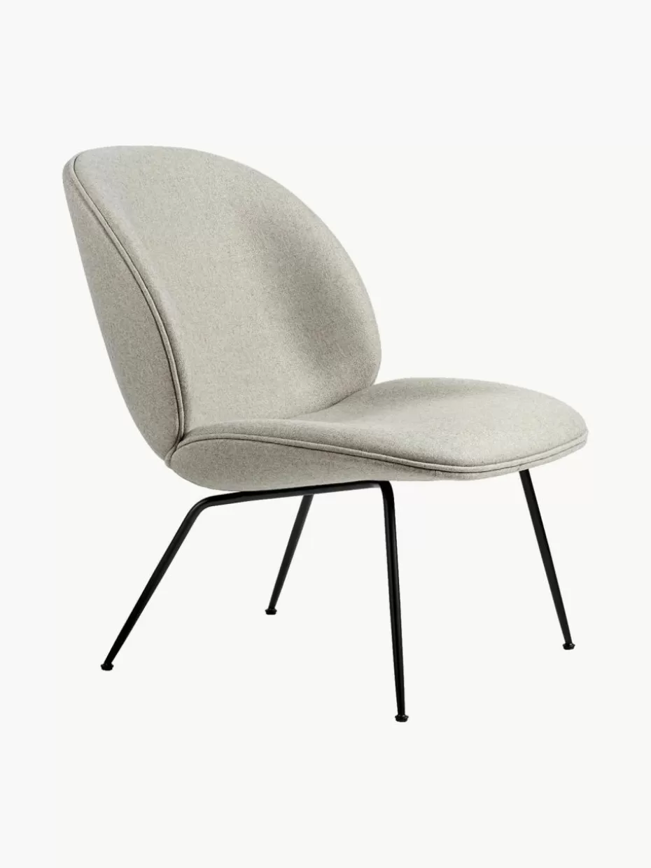 Sessel-GUBI Loungesessel Beetle Webstoff Hellgrau, Schwarz matt