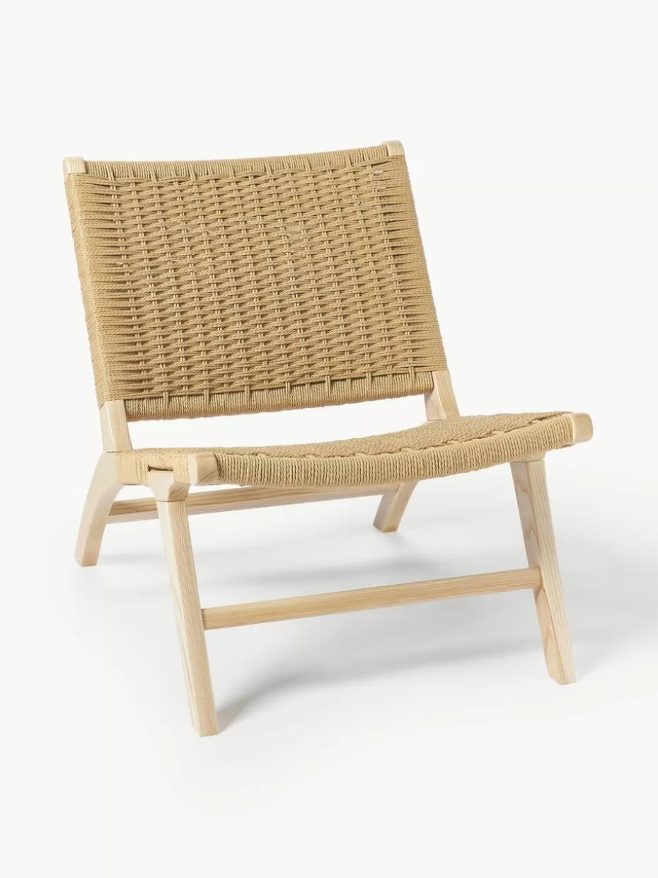 Sessel-Westwing Collection Loungesessel Ira mit Rattangeflecht aus Eschenholz