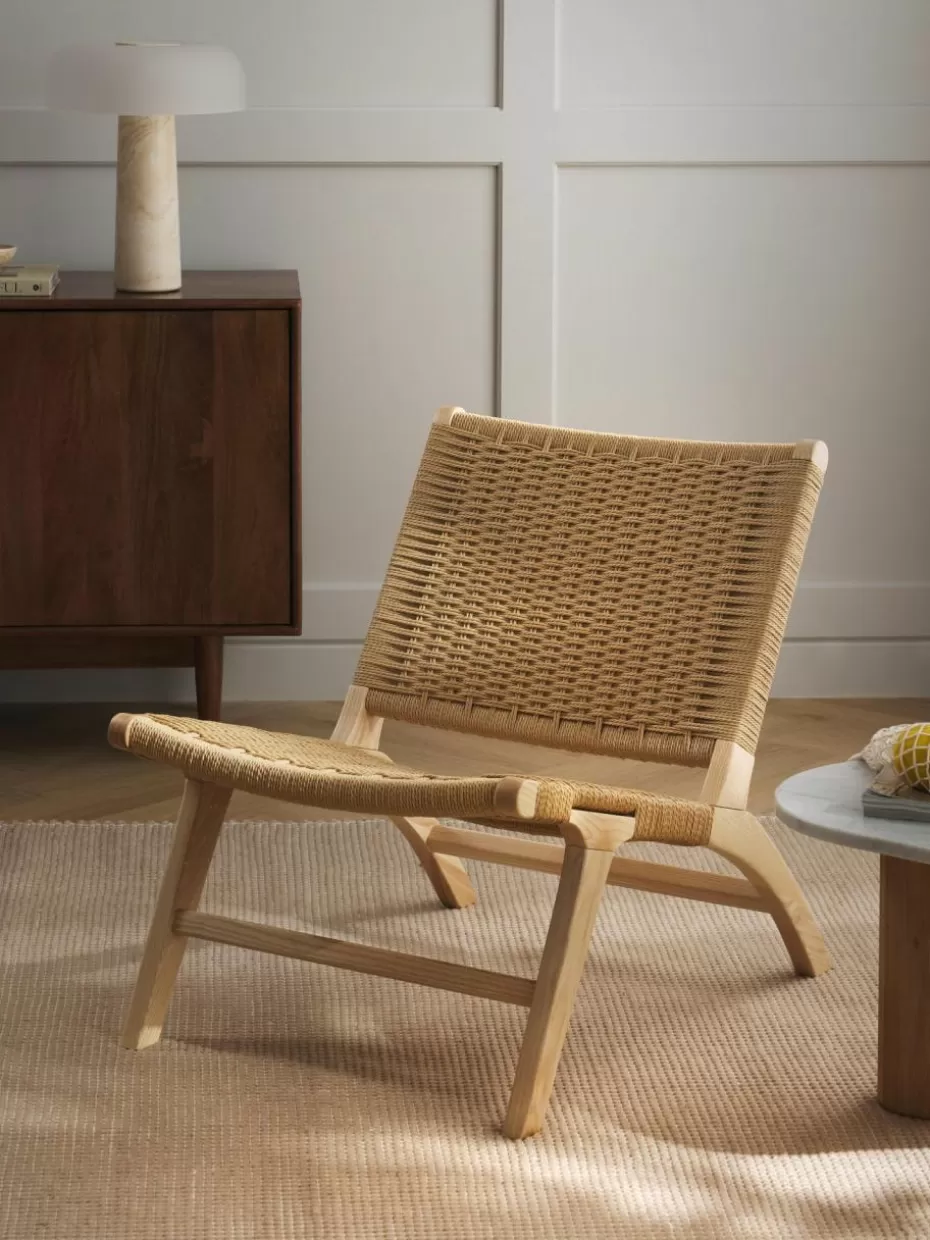 Sessel-Westwing Collection Loungesessel Ira mit Rattangeflecht aus Eschenholz