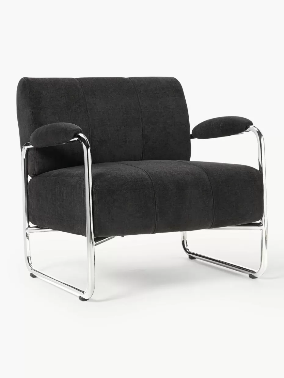 Sessel-Westwing Collection Loungesessel Marcel Webstoff Anthrazit, Silberfarben