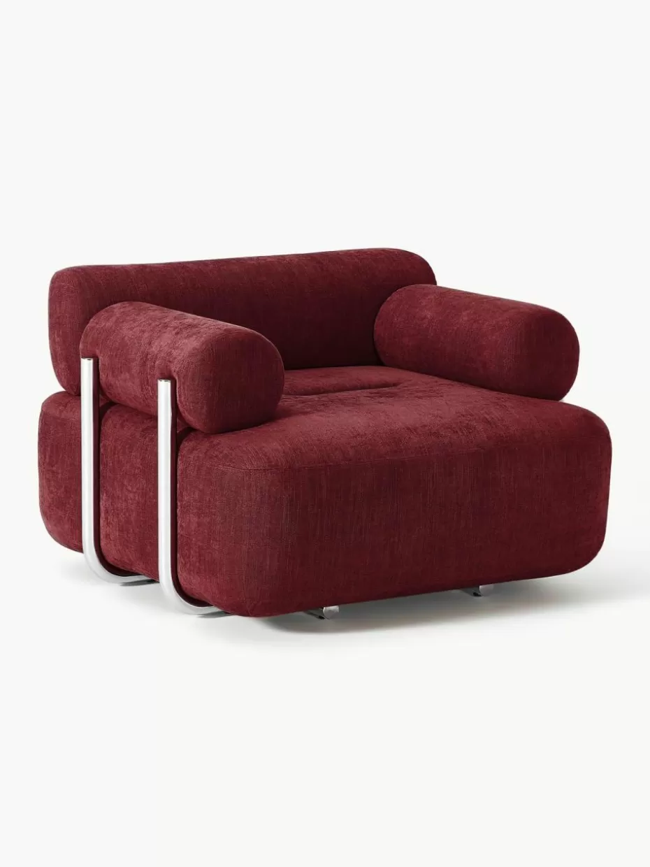 Sessel | Sofaserien-Westwing Collection Loungesessel Stella Webstoff Weinrot
