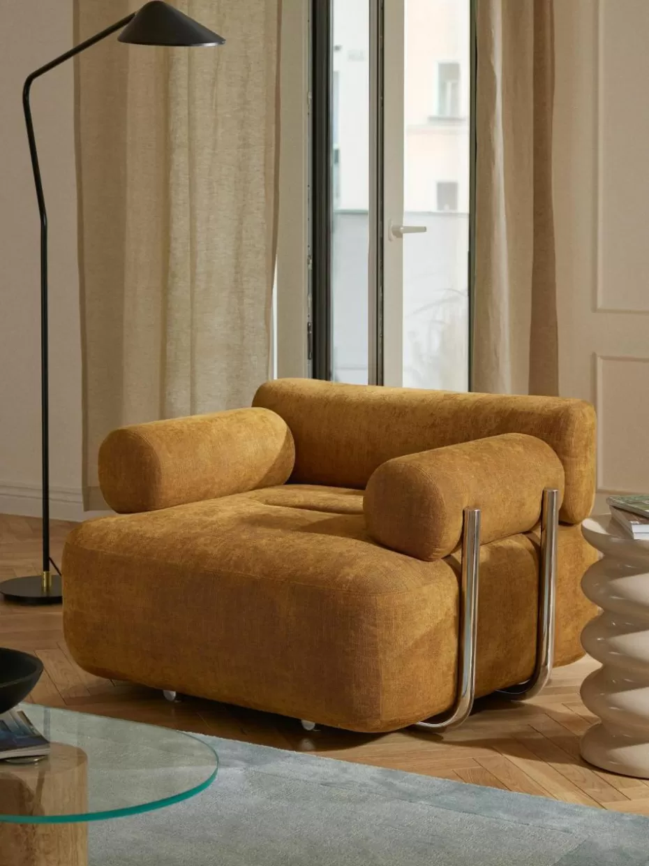 Sessel | Sofaserien-Westwing Collection Loungesessel Stella Webstoff Ocker