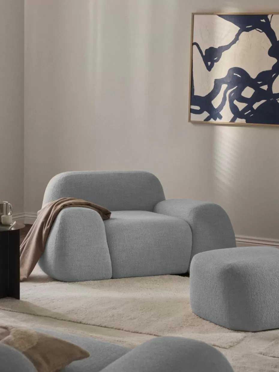 Sessel | Sofaserien-Westwing Collection Loungesessel Wolke aus Bouclé Bouclé Hellblau