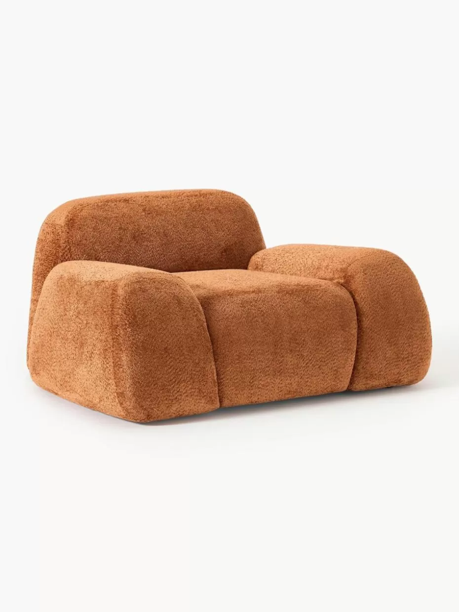 Sessel | Sofaserien-Westwing Collection Loungesessel Wolke aus Teddy-Bouclé Teddy-Bouclé Terrakotta