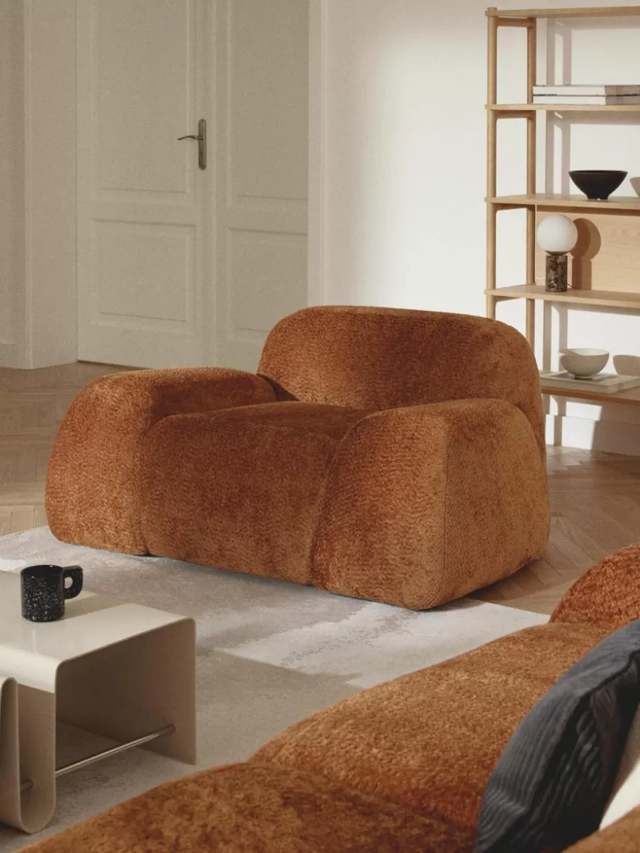Sessel | Sofaserien-Westwing Collection Loungesessel Wolke aus Teddy-Bouclé Teddy-Bouclé Terrakotta