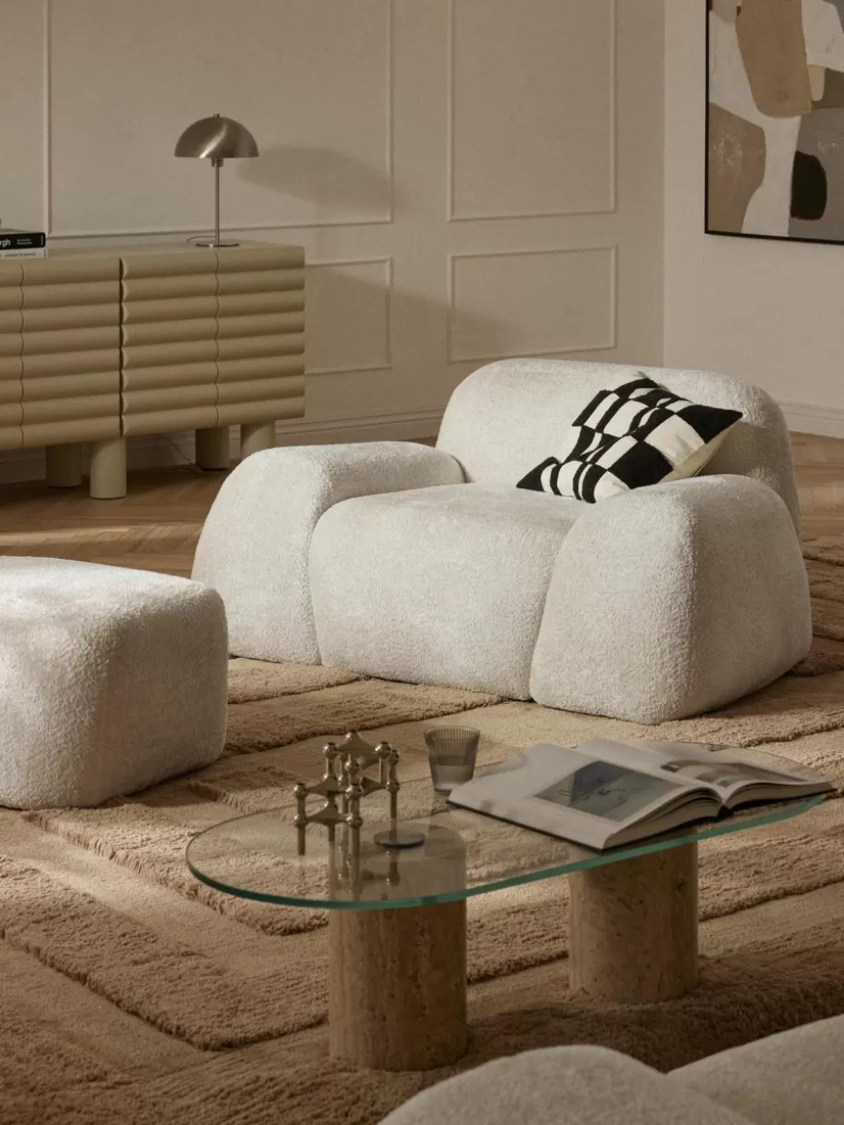 Sessel | Sofaserien-Westwing Collection Loungesessel Wolke aus Teddy-Bouclé Teddy-Bouclé Off White