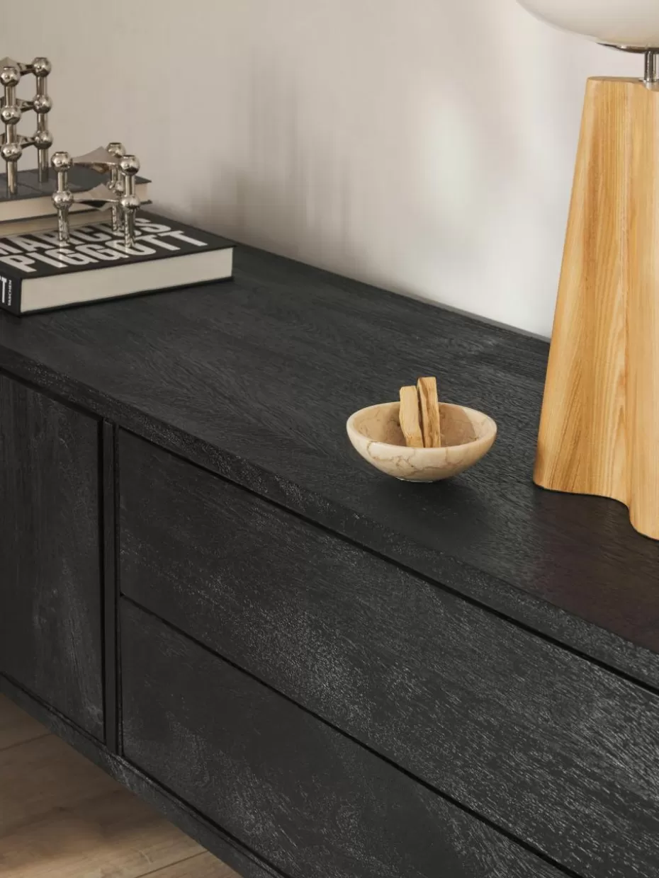Kommoden & Sideboards-Westwing Collection Lowboard Luca aus Mangoholz Mangoholz schwarz lackiert, Schwarz