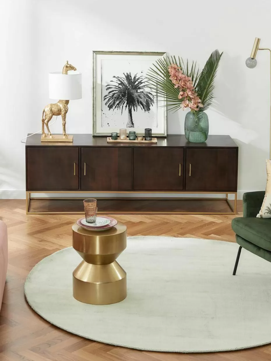 Kommoden & Sideboards-Westwing Collection Lowboard Lyle aus Mangoholz Dunkles Mangoholz, Goldfarben