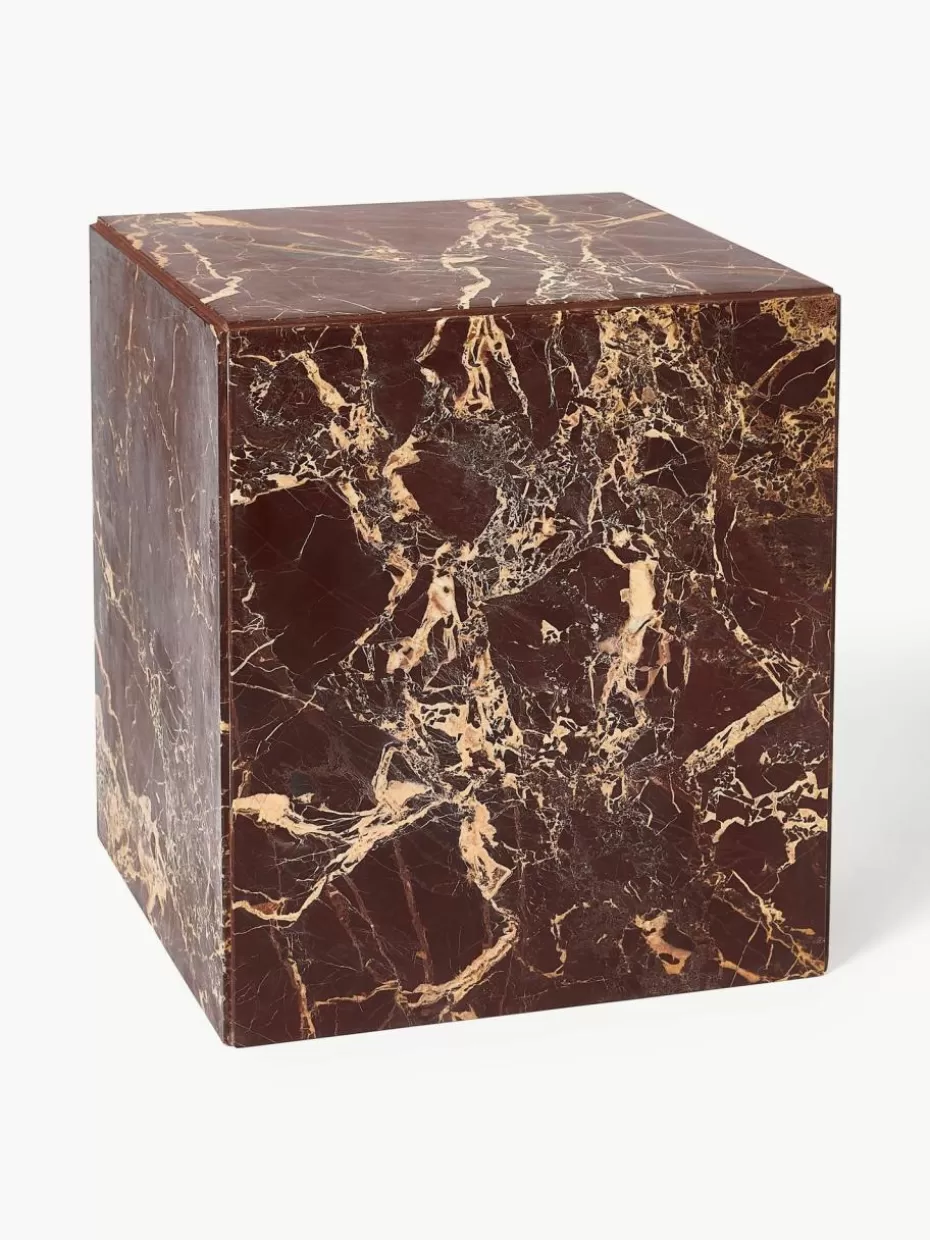 Beistelltische-Westwing Collection Marmor-Beistelltisch Dila Dunkelbraun, marmoriert