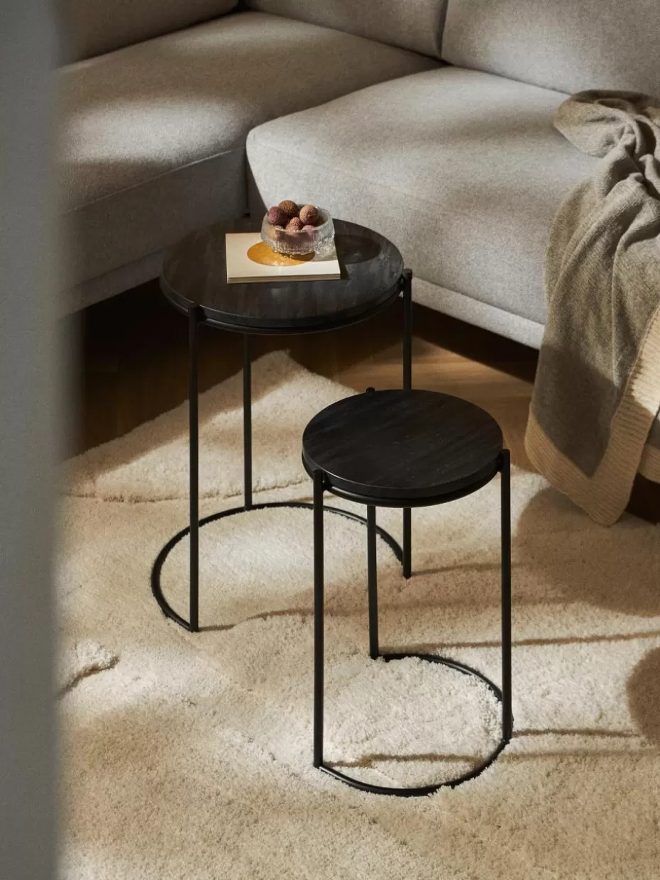 Beistelltische-Westwing Collection Marmor-Beistelltische Ella, 2er-Set Schwarz, marmoriert, Schwarz