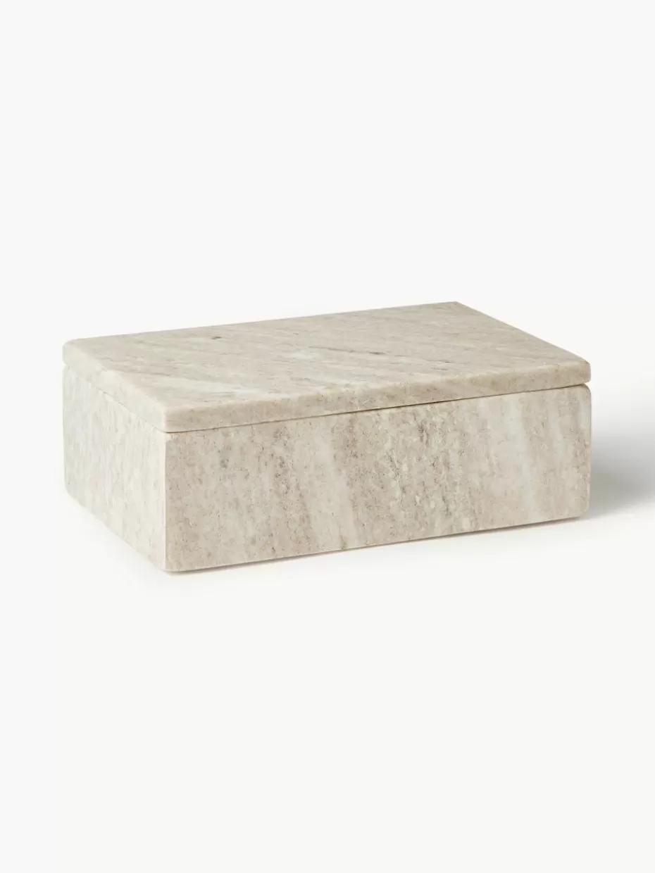 Dosen & Schmuckkästchen-Westwing Collection Marmor-Schmuckkästchen Venice Beige, marmoriert
