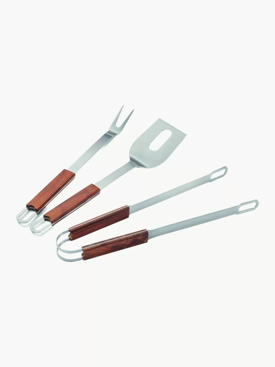 Küchenhelfer-Philippi Metall-Grillbestecke Brick mit Holzgriffen, 3er-Set