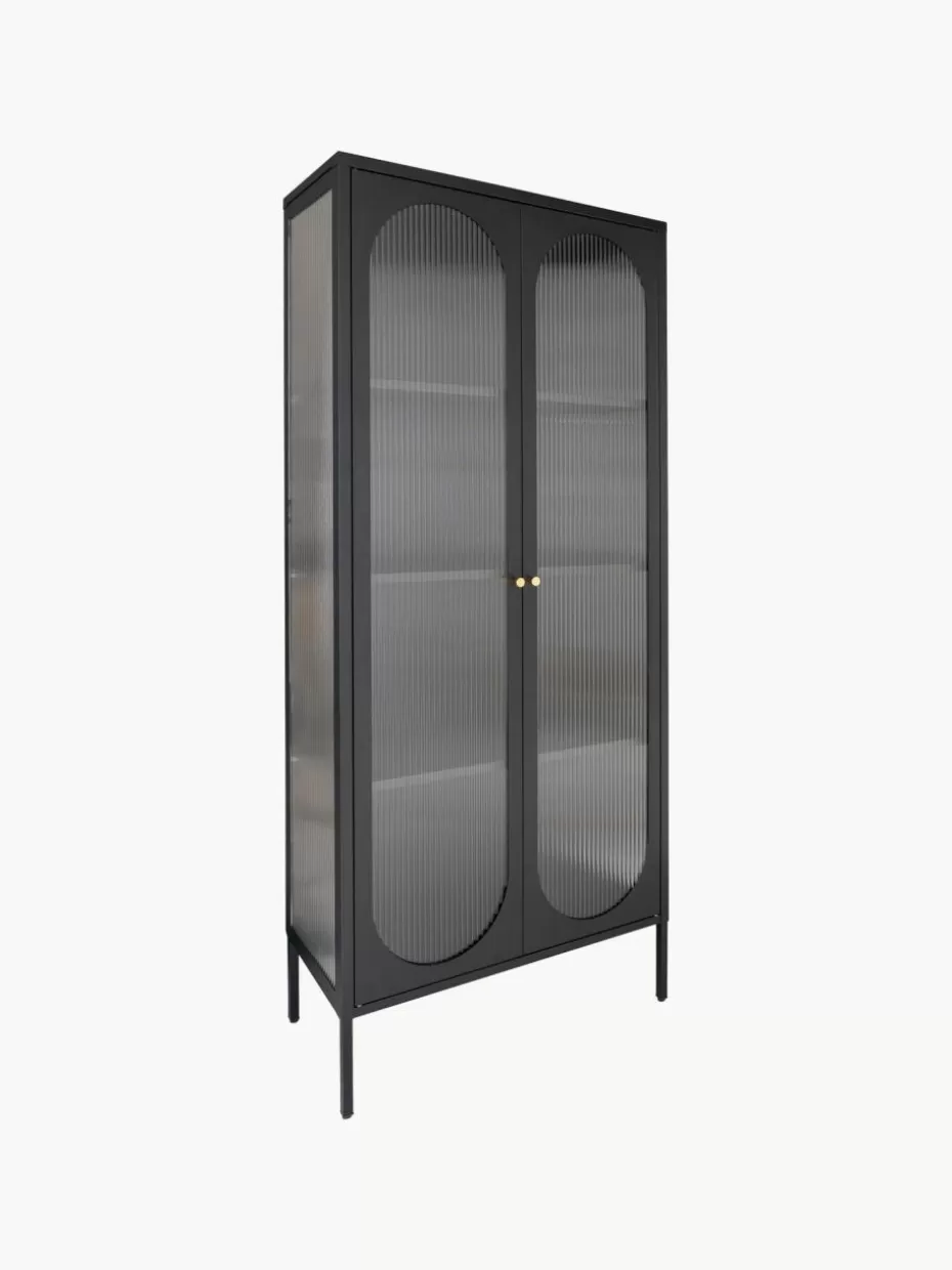 Vitrinen-Westwing Metall-Vitrine Adelaide mit Rillenglas