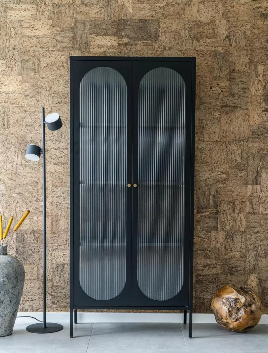 Vitrinen-Westwing Metall-Vitrine Adelaide mit Rillenglas