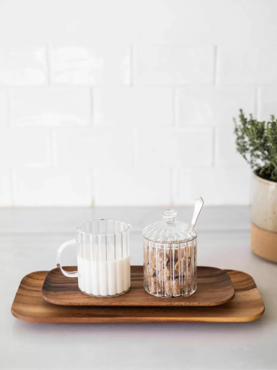 Kannen & Karaffen-Andrea House Milchkännchen und Zuckerdose Brilia aus Glas, 3er-Set