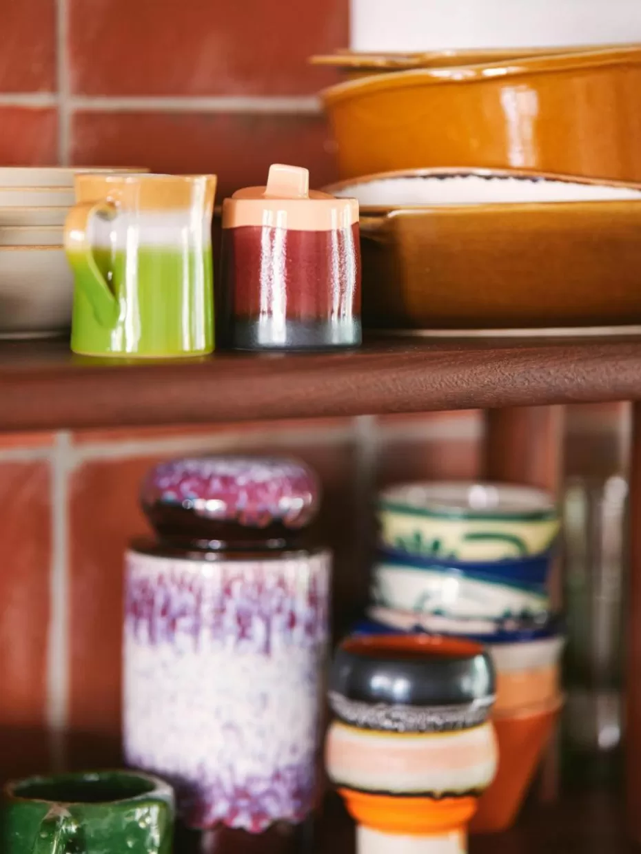 Geschirrserien-HKLIVING Milchkännchen und Zuckerdose 70's mit reaktiver Glasur, 2er-Set