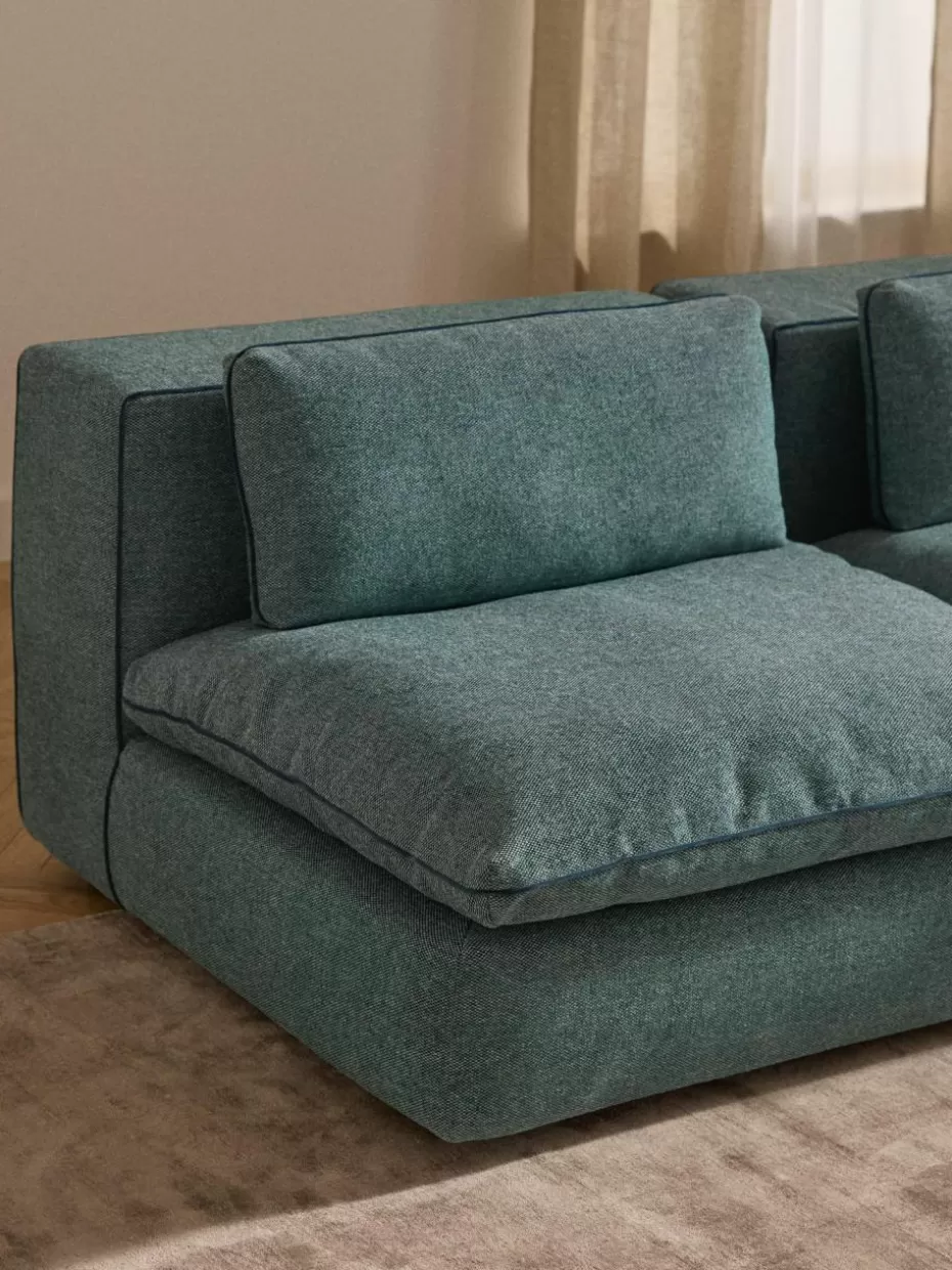 Sofas | Sofaserien-Westwing Collection Mittelmodul Felix Webstoff Türkisgrün