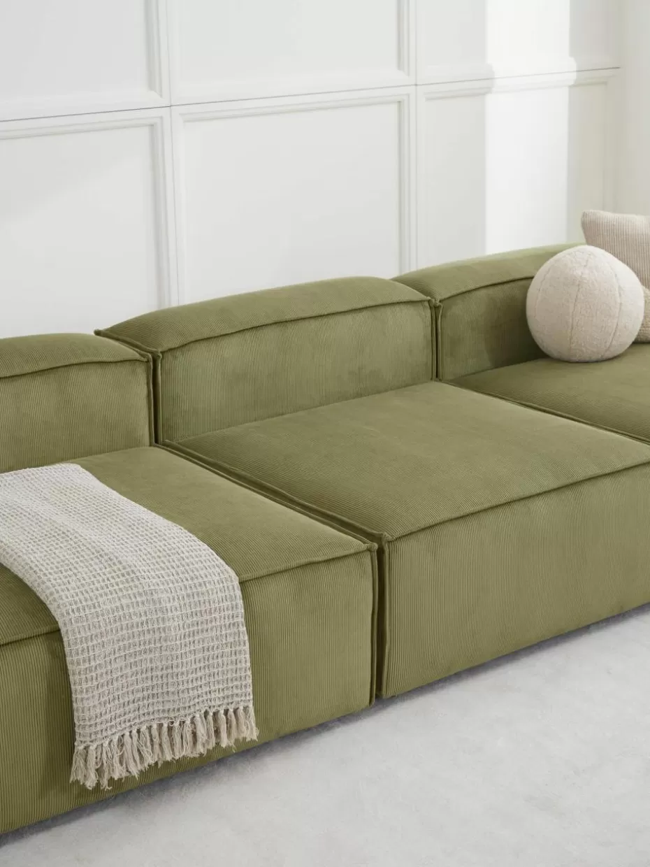 Sofas | Sofaserien-Westwing Collection Mittelmodul Lennon aus Cord Cord Olivgrün