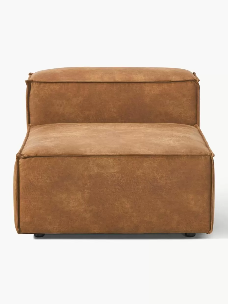 Sofas | Sofaserien-Westwing Collection Mittelmodul Lennon aus recyceltem Leder Leder Braun